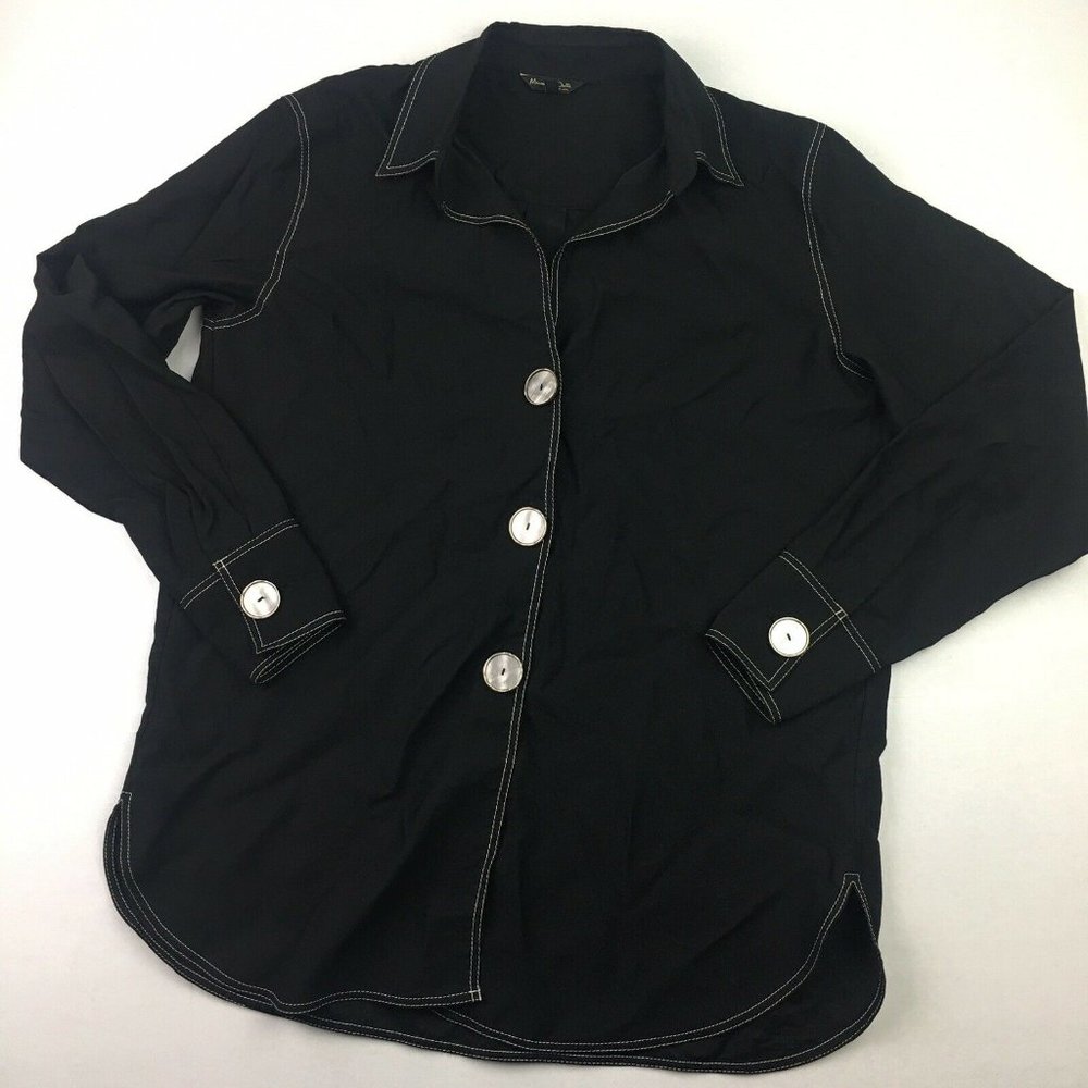 button blouse big black collared Shacket
